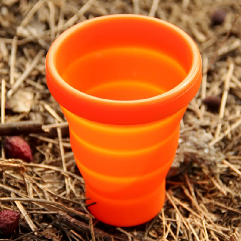 Arce de fuego 200 ml silicio taza plegable al aire libre telescópica plegable copas Camping Set de cocina Cubiertos Plegables FMP-319