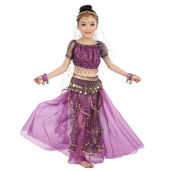 

New Style Kids Belly Dance Costume Oriental Dance Costumes Belly Dance Dancer Clothes Indian Dance Costumes For Kids 3pcs/set
