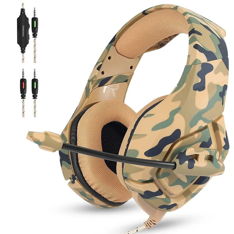 ONIKUMA K1 камуфляж PS4 игровая гарнитура шлем Бас игры наушники auriculares с микрофоном