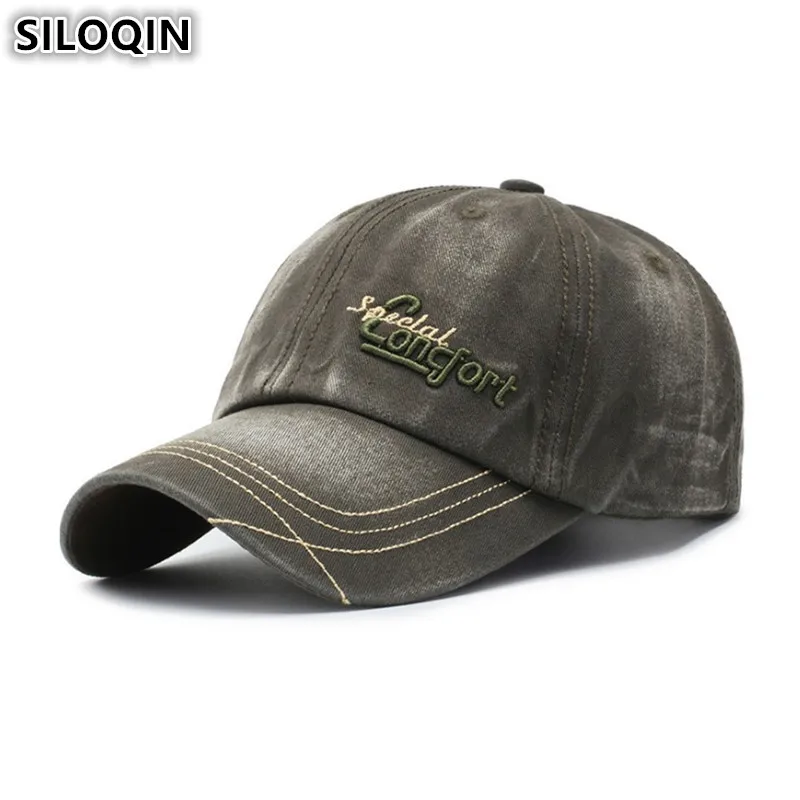 SILOQIN бейсболка Мужская модная вышивка шляпы с буквами Новинка Весенняя джинсовая бейсболка s для мужчин регулируемый размер брендовая шапка