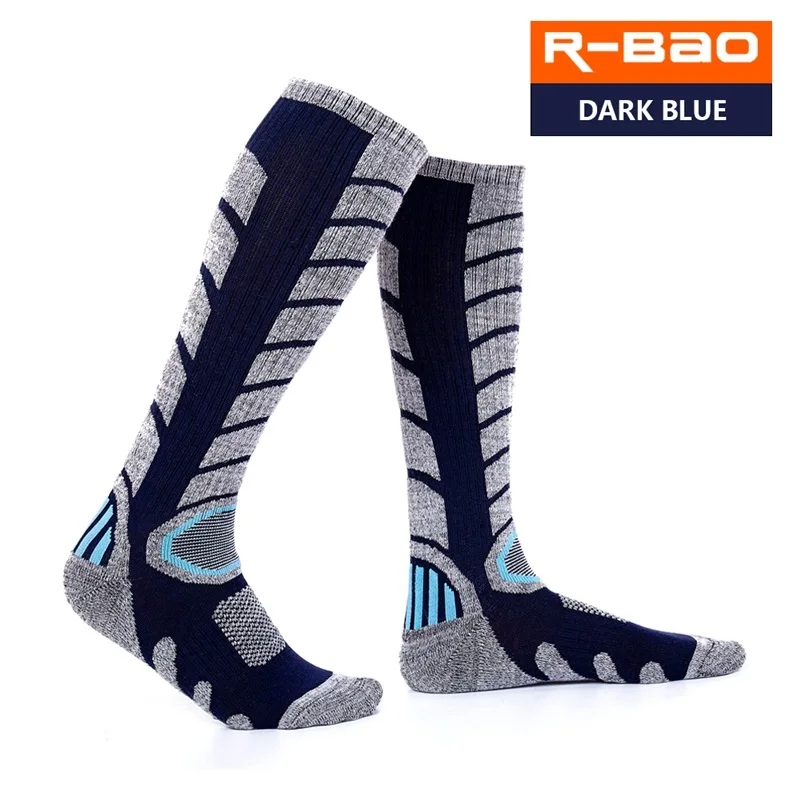 RB3321 носки высокого качества для катания на лыжах/пеших прогулок махровая подошва утолщенные дышащие износостойкие спортивные носки удлиненные гольфы - Цвет: DarkBlue
