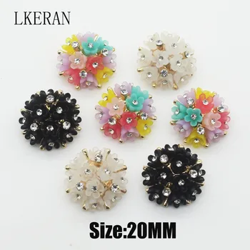 

New! 5pcs/lot 20mm Round-shaped Resin flower button crystal rhinestone button Shank Sewing Craft Making Accessories