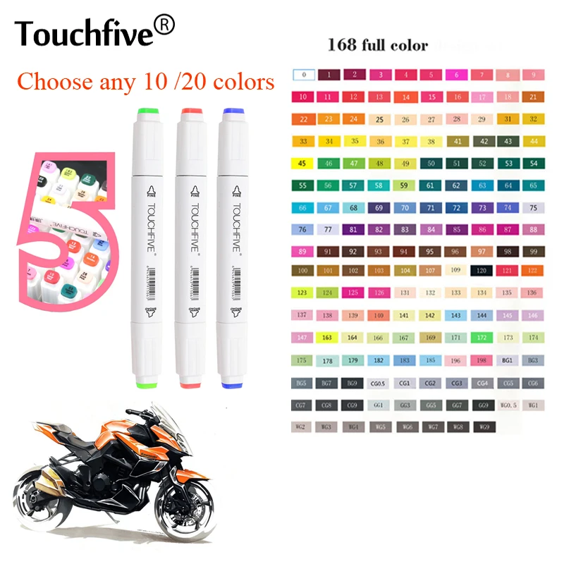 

TouchFIVE 30/40/60/80/168 Colors Pen Art Markers Set Dual Head Sketch Markers Pen For Drawing Manga Markers Design Art Supplies