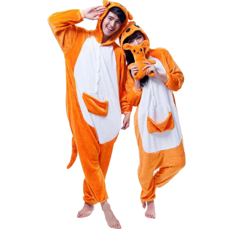 

kangaroo Kigurumi Cartoon animal onesies woman men pajamas sleepwear flannel winter warm kigurumi jumpsuits Christmas gift
