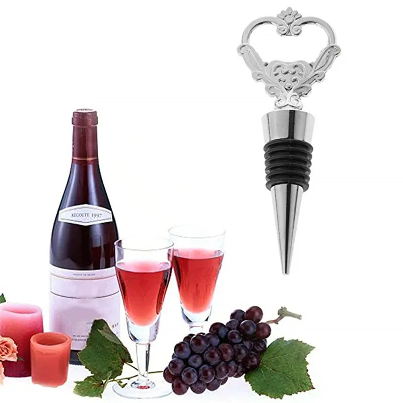Elegant Heart Shaped Red Wine Bottle Stopper Twist Wedding Favors Gifts 