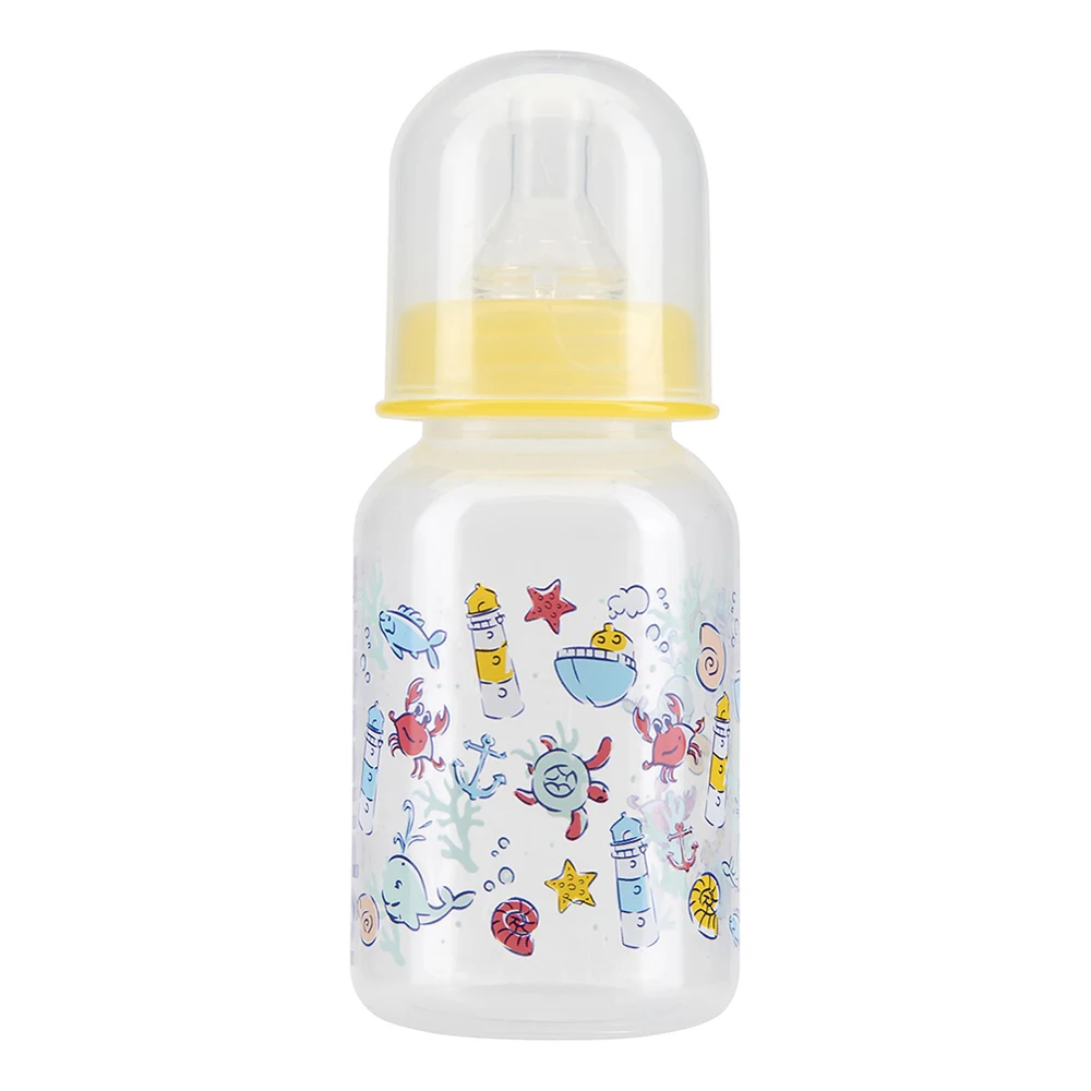 Бутылочка КУРНОСИКИ с крышкой и силиконовой соской молочной, 125 мл - Цвет: Цвет: желтый