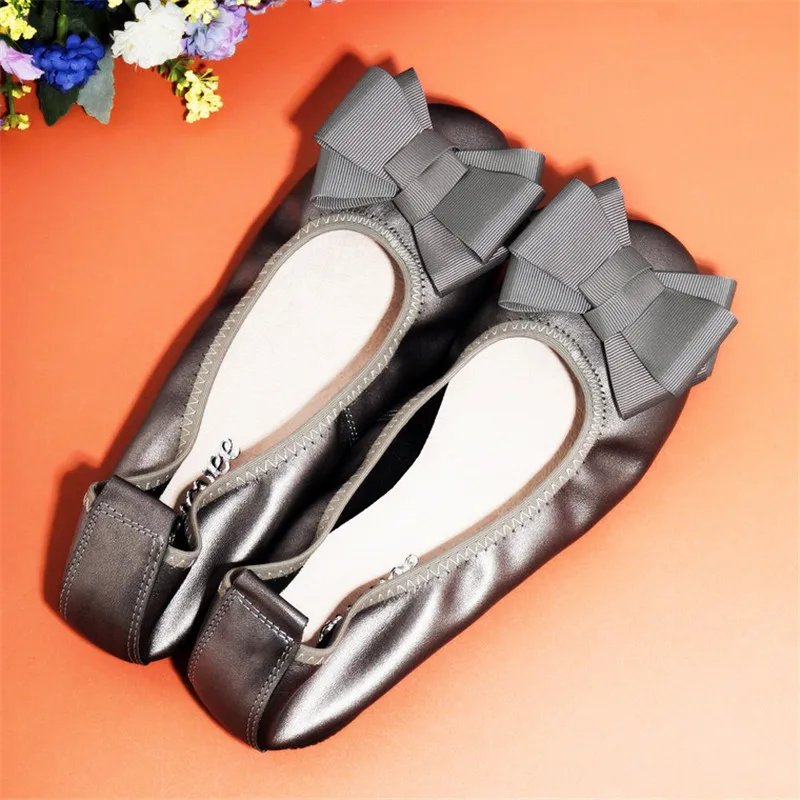 2018 New Women's Flat Shoes Spring Summer Genuine Leather Baleriny Woman Sweet Bow Female Footwear Slip On  Espadrille Lady Shoe (20)