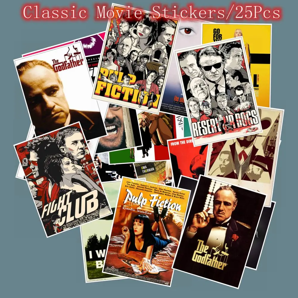 

25pcs Classic movie The Godfather/Pulp Fiction/Fight Club/Kill bill/Inglourious Basterds Stickers For Skateboard Laptop Luggage
