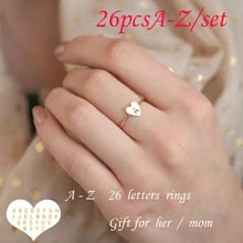 4 шт./компл. DIY A-Z кольца с буквенным сердцем для женщин регулируемые обручальные кольца для свадьбы, оставьте сообщение, которое вы хотите купить