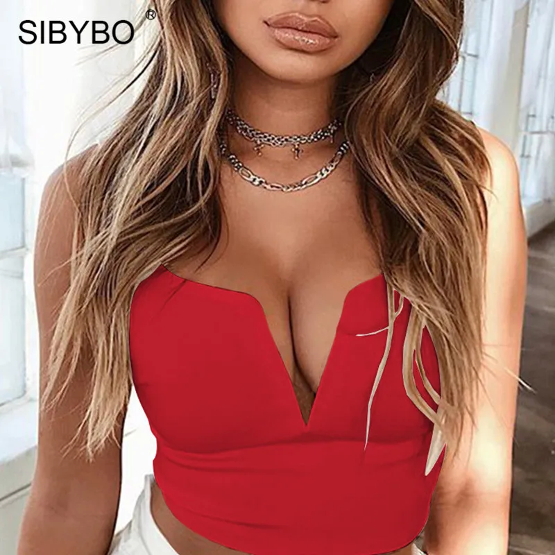 Женский короткий топ Sibybo с открытой спинкой треугольным вырезом без