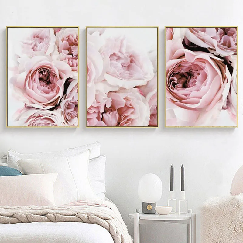 В скандинавском стиле цветочные плакаты и принты настенные картины для гостиной розовые цветы декоративная живопись Домашний декор
