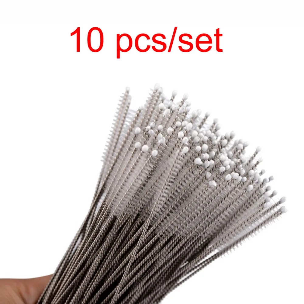 

10 pcs a lot practical baby feeding bottle cleaner straw brush cleaning stainless steel wash drinking pipe washing clean tweeze