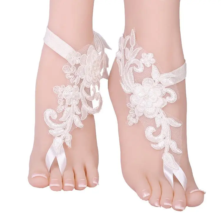 

Bohemia Women Lace Anklet Floral Bow-knot Wedding Party Beach Bridal Foot Accessories Female Halloween Photo Props