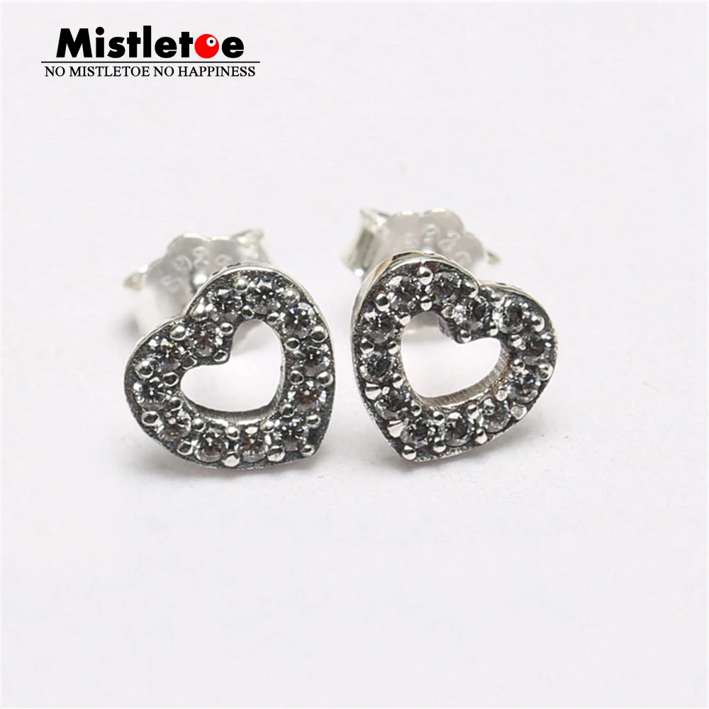 

Authentic 925 Sterling Silver Be My Valentine, Clear CZ Earring Compatible with European Jewelry