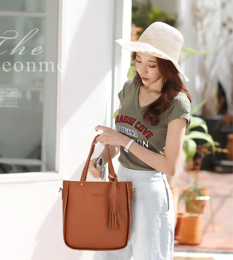 4Pcs Women Solid bags 2021 New Fashion Four-Piece Shoulder Bag Summer Messenger Bag Wallet Handbag bolsa feminina