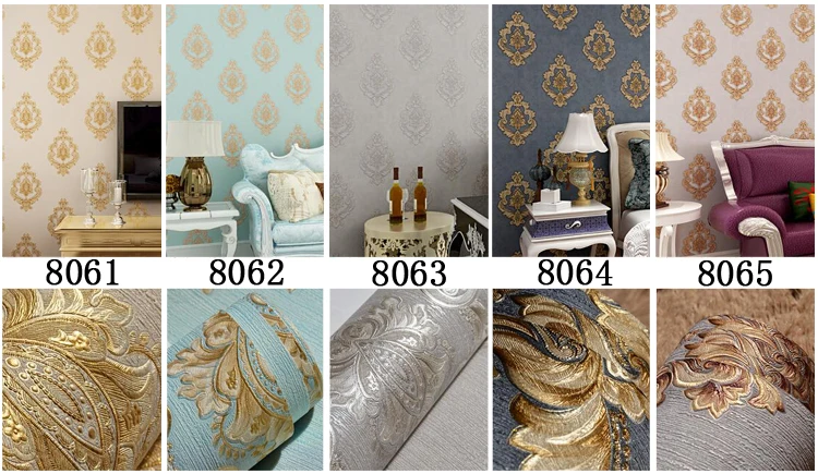 European Luxury 3d Damask Wallpaper For Walls Embossed Grey