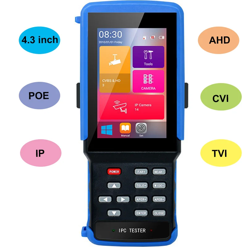  5 in 1 wifi 4.3''Touchscreen CCTV Tester with wire tracker for IPC/Analog CameraIPC 1080P AHDCVITVI