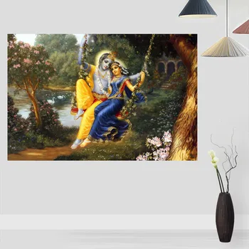 

New Radha Krishna Princess Posters On The Wall Modern Anime/Movie/Abstract Rectangle Poster Silk Fabric Cloth Wall Art Unframed