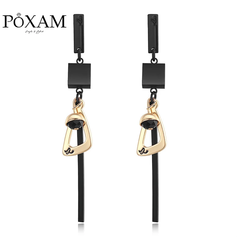 

POXAM Korean Fashion OL Ms Long Drop Earrings Geometric Metal Statement Acrylic Earring for Women2019 Modern Jewelry