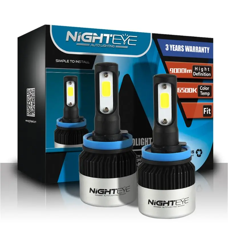 NIGHTEYE Автомобильный светодиодный лампы для передних фар 72w фары для 9000LM/комплект 6500K холодный белый H1 H4 H7 H11 9005 9006 автомобильные аксессуары
