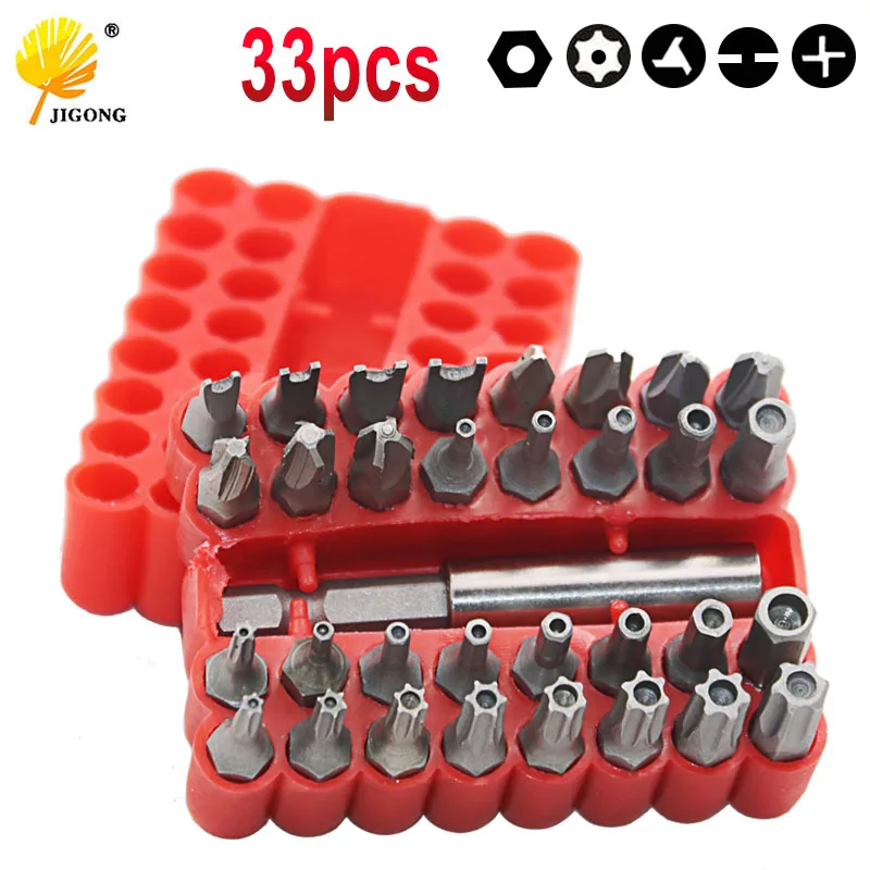 

Security Tamper Proof Bit Set 33pcs Torq Torx Hex Star Spanner Tri Wing Electric Screwdrive Hex Bit 1/4" 6.35mm Magnetic Holder