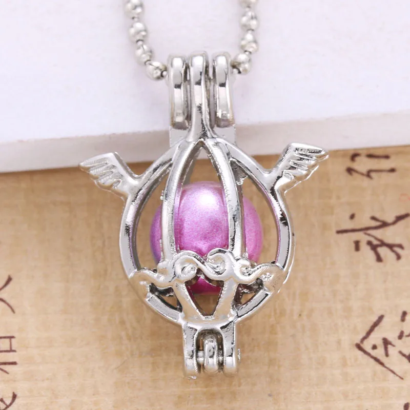

6pcs Bright Silver Angel wings Open Cage Locket Essential Aroma Oil Fragrance Diffuser Pendant Necklace Jewelry 030611
