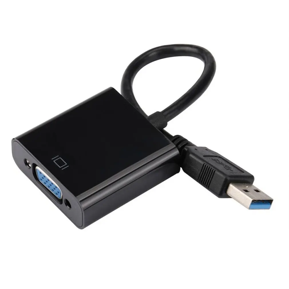1 шт. USB 3,0 к VGA Графический конвертер карты дисплей кабель адаптер 1080P черный