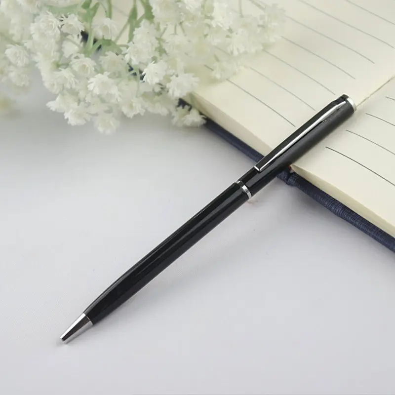 Super Thin Whirled Stainless Metal Ballpoint Pen Business luxury Black