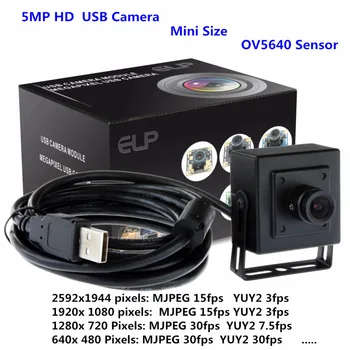 

ELP usb camera black micro webcam compatible with windows linux, raspberry pi 5 megapixel HD high resolution usb web camera