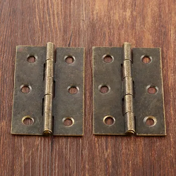 DRELD 2Pcs Antique Bronze Kitchen Cabinet Door Hinges Jewelry Wooden Boxes Decorative Hinges for Furniture Hardware 6540mm