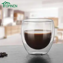 TOPINCN 80 мл термостойкие двойной Слои стеклянная бутылка для воды чайная, кофейная кружка прозрачный Кофе чашки