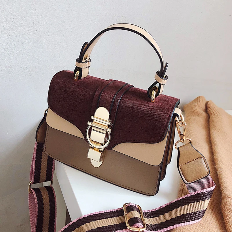 

Bags for Women 2019 Fashion New Quality PU Leather Women bag Hit color Portable Shoulder Messenger Bag Travel Tote Crossbody bag