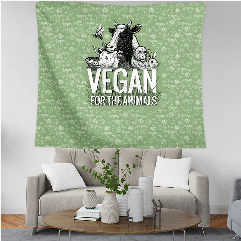 

Cartoon vegan for animals 3D Printing Tapestrying Rectangular Home Decor Wall Hanging New style 3
