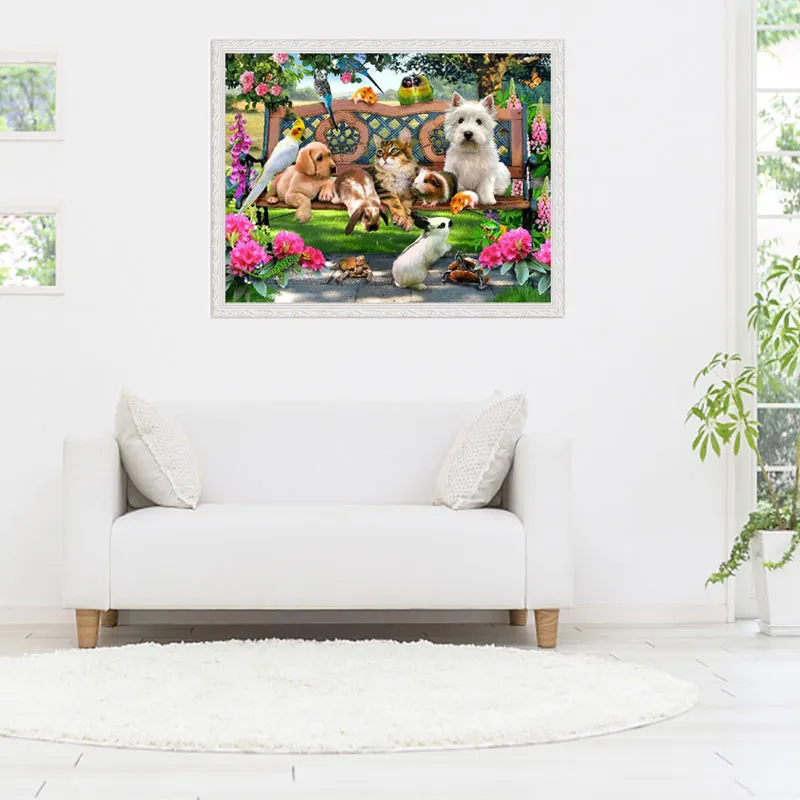 

5D DIY Mosaic Diamond Embroidery Cat Dog Crystal Half Diamond Painting Home Decor Craft Dropshipping FAS