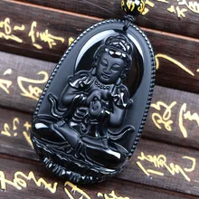 Большая подвеска из натурального обсидиана, мужское ожерелье зодиака, животное, Будда, натуральный обсидиан, женское ожерелье с кристаллами для влюбленных