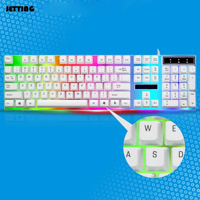 Best Offers new Colorful Keyboards Crack LED Illuminated Backlit USB Wired PC Rainbow Gaming Keyboard 44*12.7*3cm
