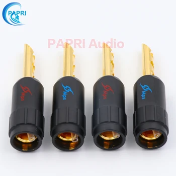 PAPRI MPS Shark-4 HiFi Banana Plugs Pure Brass 24K Gold Plated Audio DIY Male Speaker Jack Connector Tube Amplifier