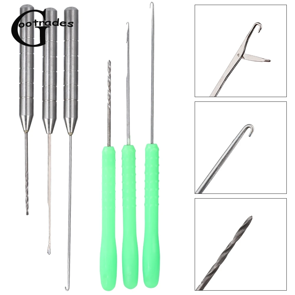 

3 Pcs/Set Outdoor Carp Fishing Rigging Bait Needle Tackle Tool Kit Combo Set Stainless Steel