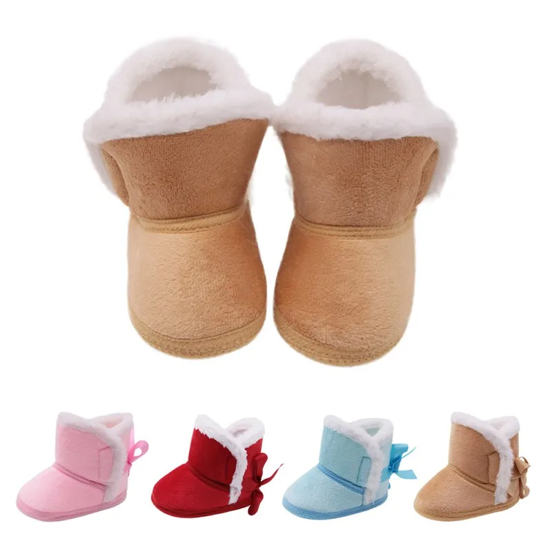 Красивые теплые зимние ботинки принцессы для новорожденных девочек, Нескользящие ботинки для малышей, обувь для маленьких девочек