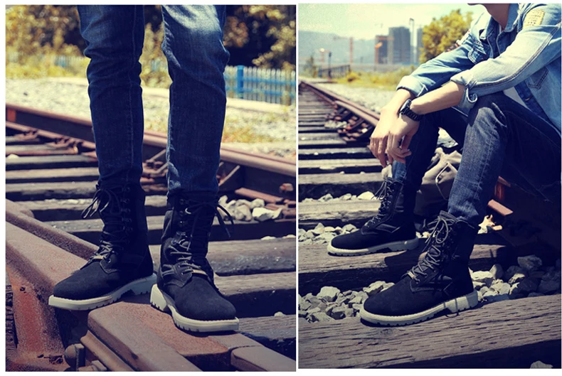 Men's Boot Ankle Boots Mens Mid-Calf Desert Boot Leather Men Winter Boots Men Lace-up Military Boots' Mens Combat Big Size 11 47 (2)