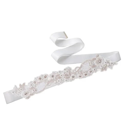 TOPQUEEN S53 свадебные цветочные пояса для платьев Кристальный свадебный пояс жемчужный пояс свадебный пояс с кристаллами пояс для жениха - Цвет: White