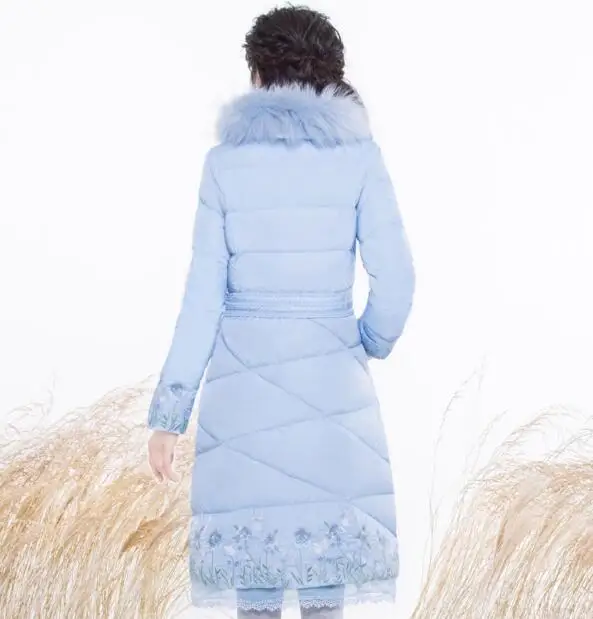 S-3XL, новинка, зимняя высококачественная женская утепленная парка с вышивкой, однотонная Меховая куртка, пальто с длинным рукавом, тонкая верхняя одежда