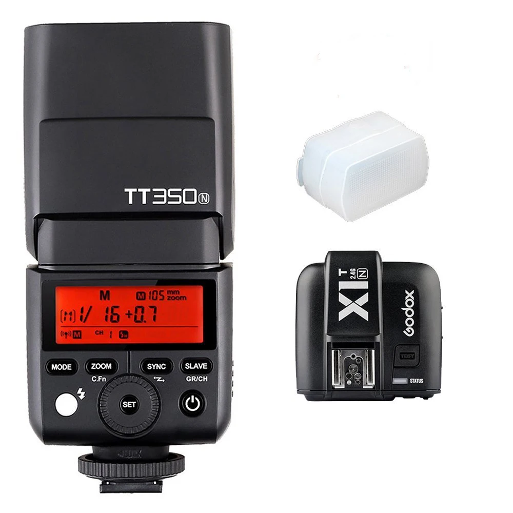 Вспышка Godox TT350N 2 4G HSS 1/8000s TTL GN36 для камеры + триггерный передатчик X1T-N Nikon DSLR |