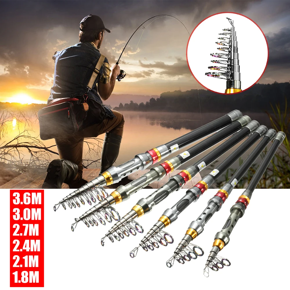 

1pc Multi-length Portable Carbon Fiber Telescopic Fishing Rod Sea Spinning Pole Adjustable Fishing Rod Ultralight Fishing Tool