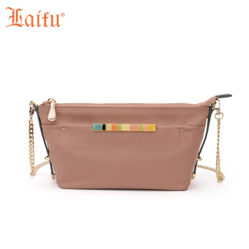 

Laifu Retro Fashion Mini Handbag Rivet Chain Decoration Nylon Female Small Candy Color Crossbody Bag Ladies Casual Shoulder Bags