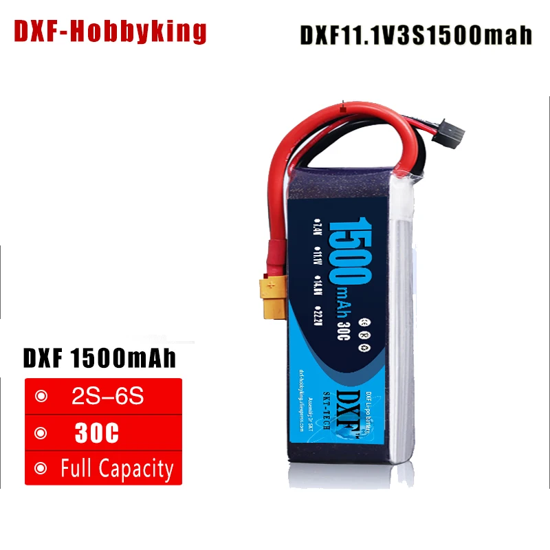 

2017 DXF High Quality Lipo Power 11.1V 1500MAH 30C 3S Battery XT60 Plug Rechargeable Lipo Battery rc car drone truck fpv