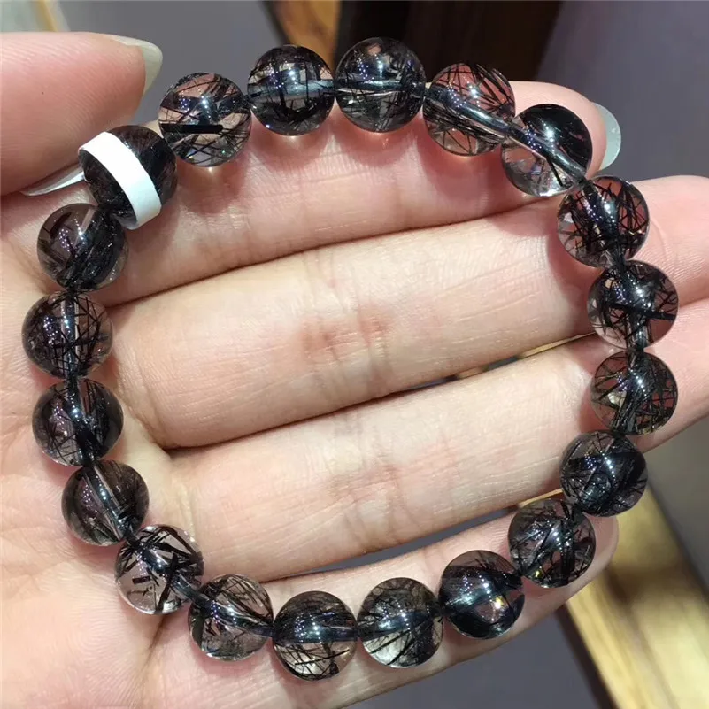 Natural Black Hair Rutilated Quartz Stone Bracelet  (5)