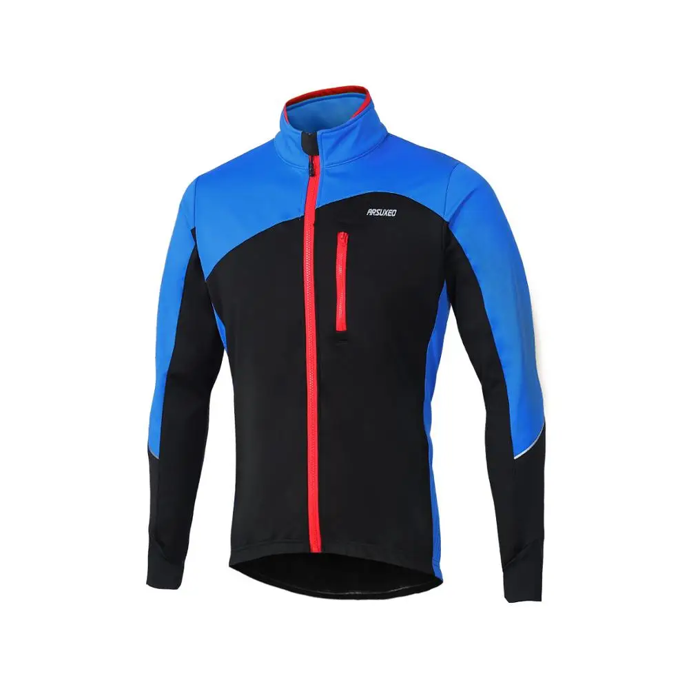 ARSUXEO мужская зимняя куртка для велоспорта, теплая флисовая куртка для горного велосипеда, ветрозащитная водонепроницаемая куртка для велоспорта, теплое светоотражающее пальто 17D - Цвет: 17D blue