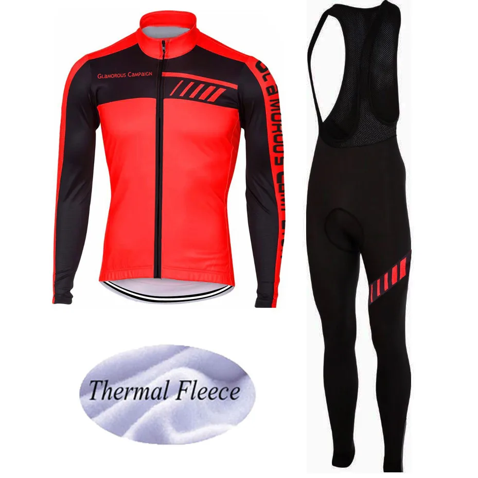 2017 NEW Pro Team Men's Long Winter Thermal Fleece Cycling Jersey Sets