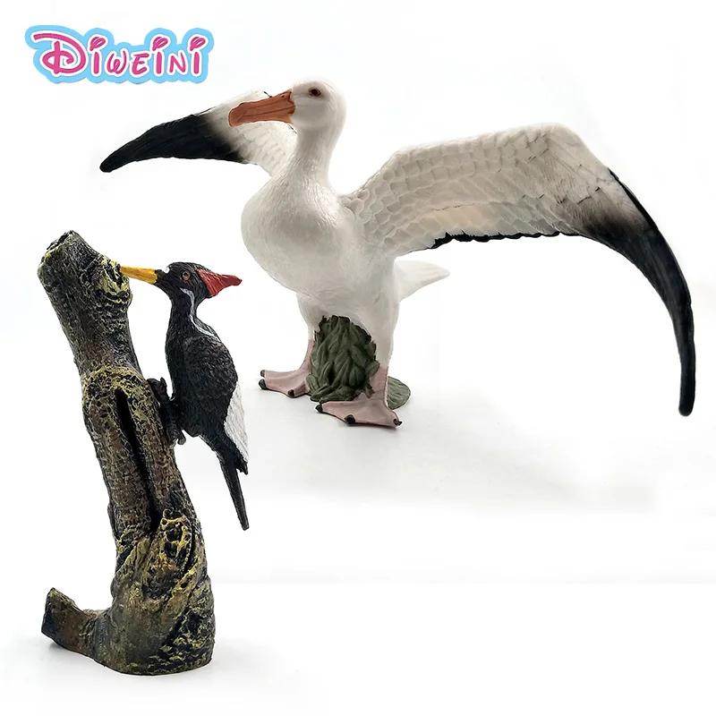 Милая имитация Чайка, птица дятел, искусственные животные, модель, фигурка, пластиковое украшение, развивающая игрушка, подарок для детей
